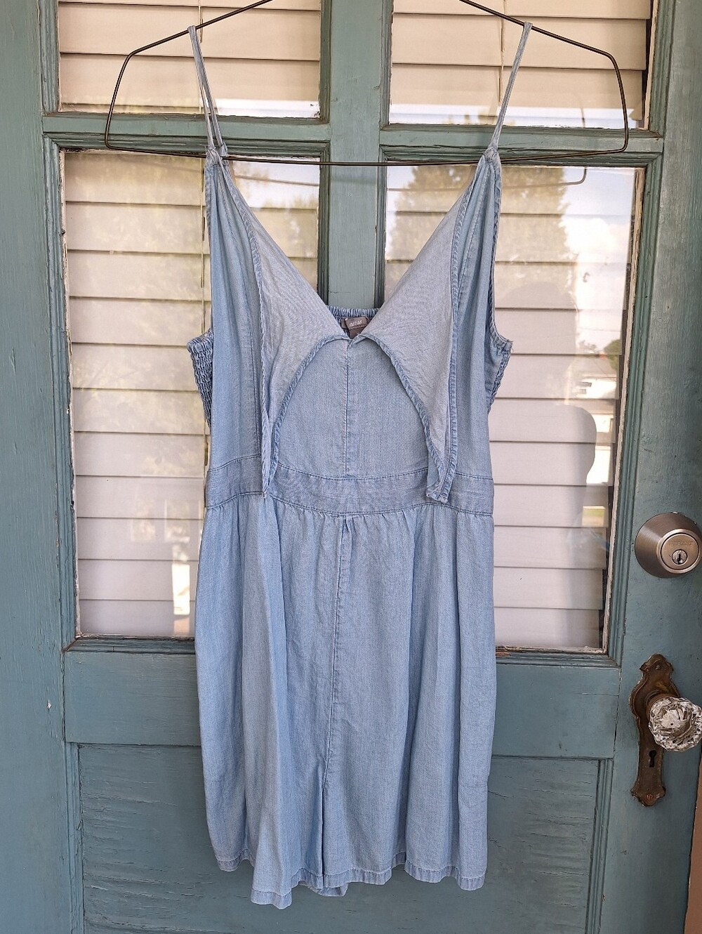 Aerie sz M soft denim romper adjustable straps